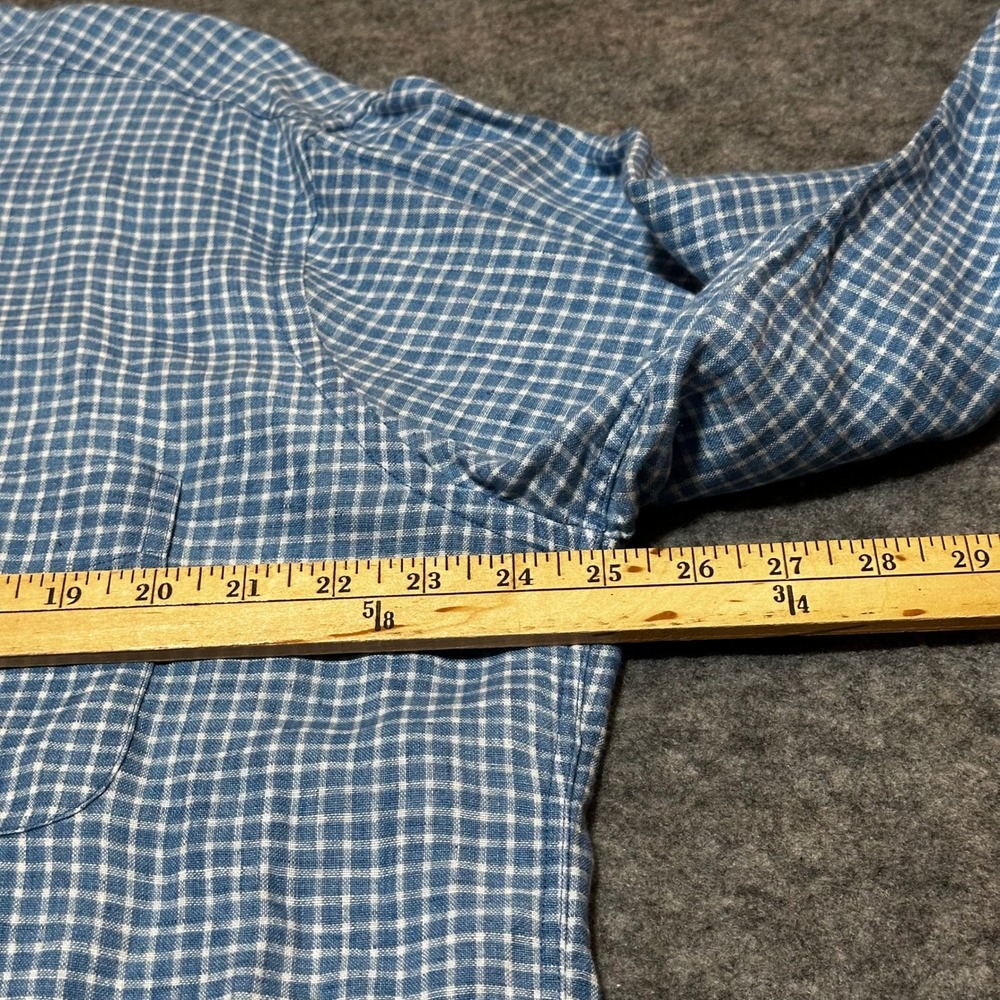 J.McLaughlin Linen Shirt Mens XL Blue Gingham Check Long Sleeve Coastal Resort - Picture 7 of 9